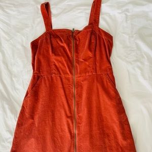 corduroy zip up overall dress